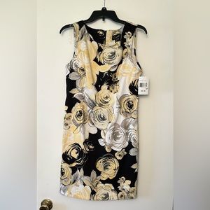 Connected Apparel A-line dress, Size 10P, yellow/gray/black